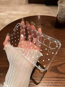 1pc Thick Dot & Letter Printed Transparent Shockproof Phone Case Compatible With Samsung Galaxy S26/S26PLUS/S26 Ultra, S25/S25PLUS/S25 Ultra, A17/A07/A16/A36/A26/A56/A50/A12/A32/A52/A72/A51/A21S/A13/A14, S24/S24PLUS/S24Ultra, S22/A52/A53/A54/A55, S23, 11/12Pro/12/12X/13Pro/14Pro/15Pro, Redmi 10/9/Note9/12c/Note11pro/Note8Pro - Multicolor - View 5