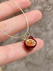 1PC Vintage Style Pomegranate Pendant Necklace, Fashion Elegant Collarbone Chain, Women's Dating Party Jewellery, Gift - Necklace - 查看 2