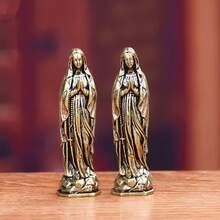 Vintage Brass Maria Statue - Versatile Home And Office Decor For Bookshelf, Living Room, Or Entryway - 1 PC Bronze Statue Of the Virgin Mary - View 8