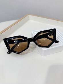 1pc Women's Casual Retro Cat Eye Tinted Fashion Glasses, Fashionable For Daily Wear, Beach, Street Style - Multicolor - View 3