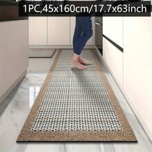 A Long, Minimalist Diatom Mud Kitchen Mat That Is Non-Slip, Absorbent, And Suitable For Use In Dining Rooms, Bathrooms, And Entryways. - Black - View 5