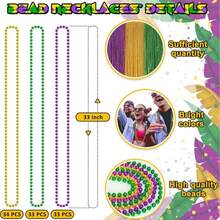 Gras Beads, Bulk Green, Purple, Gold Metallic Gras Necklaces, Gras Bead Necklace Costume Accessories Set, Suitable For Parades, Throws, Parties, Decorations And Gifts