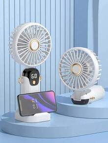 Mini Handheld Electric Fan, Electroplated Solid Color, Foldable With Hook Base, 5 Blades Strong Wind, 300mAh, Suitable For Travel, Beach, Vacation, Bedroom Decor And Bridesmaid Gift - Multicolor - View 4