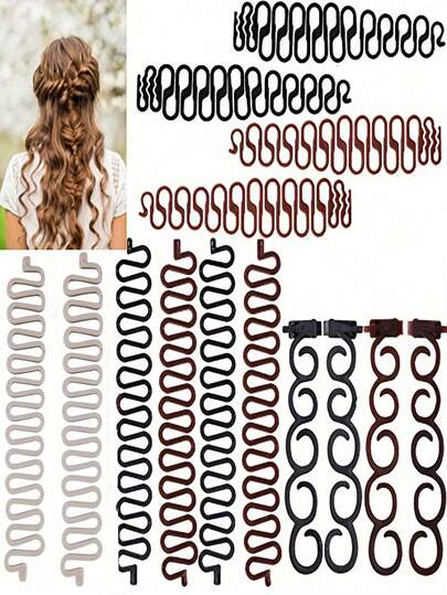 3pcs Hair Styling Tool Set - Includes Fishtail, Ponytail, And Bow Accessories In White, Black, And Brown, Suitable For All Hair Types To Easily Create Hairstyles