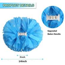 2PCS Plastic Cheerleading Pom Poms With Baton Handle Cheer Pomoms For  Adults Cheering Sports Team Spirit Party - 藍色的 - 查看 3