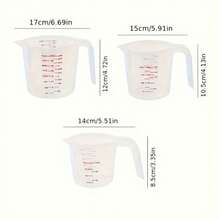 1pc/3pcs Nesting Measuring Cups Set - 1 Cup (250ml), 2 Cups (500ml), 4 Cups (1000ml) For Kitchen & Baking