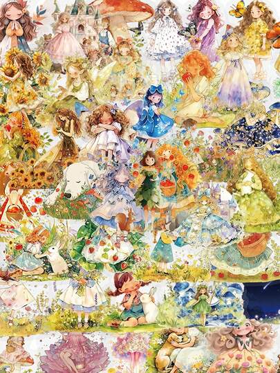 SCXXBSW 50pcs Fairy Tale Princess, Creative Cartoon Stickers Suitable For Handbooks, Phone Cases, Laptops, Computers, Suitcases, Refrigerator Decorations