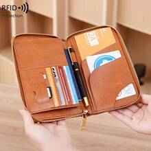 RFID Blocking Passport Holder Card Wallet, Multi-Functional Large Capacity Travel Wallet With Card Slots, ID Window, And Wrist Strap