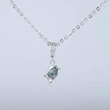 1 pieza Elegante y lujoso collar colgante de flor de tulipán de ágata incrustada en plata de ley 925, adecuado para uso diario, citas, regalos, fiestas y reuniones de mujeres - Plateado - Ver 3