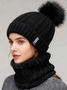 1顶/2顶 男女通用双色加厚保暖护耳针织帽，适合日常出行、骑行、徒步、滑雪