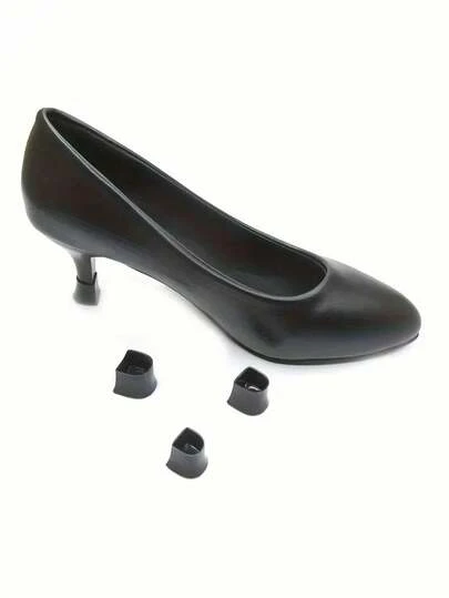 1 Pair Black Plastic High Heels Heel Covers, Noise Reducing Anti-Slip Heel Covers, Fine High Heels Protective Covers