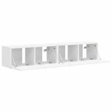 vidaXL Meuble TV mural 2 pcs Blanc 60 x 31 x 29,5 cm Bois d'ingénierie - Blanc - Voir 6