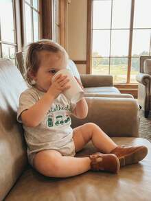 Mono de verano para bebés varones, manga corta, cuello redondo, bordado de golf, mono sencillo, ropa de uso diario informal, ideal para 0 a 12 meses - Gris - Ver 4