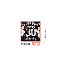 30th Birthday Diamond Black Background Disposable Plates, Napkins, Cups - One-Time Party Supplies Set, Fits 25 Guests, Disposable Paper Plates Party Tableware Suitable For Birthday, Wedding, Theme Party, Family Picnic - Multicolor - View 12