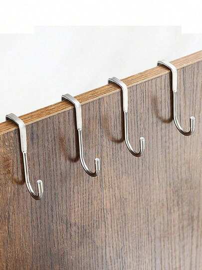 1pc Stainless Steel Adhesive Door Hook, Simple No-Drill Door Hanger, Suitable For Home Use