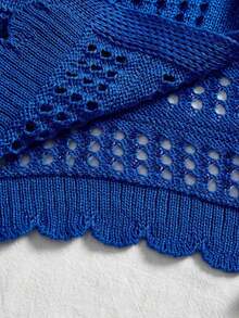 Royal Blue Long Sleeve Tie Front Cardigan Women's Crochet Knit Crop Top Mesh Sheer Summer Sweater Vacation Outfits Women Summer Clothes Squishy Soft Beach Cover Up Summer Tops For Women Sexy V Neck Open Front Shrug Lightweight Knitwear For Summer Outfits For Women Camping Essentials Aesthetic Fairycore Top For Holiday Outfits Dresses For Women Summer Pairing Breathable Outdoor Knit Shrug - 藍色*慵懶休閒 - 查看 5
