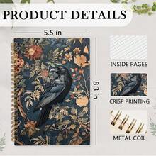 Witchy Crow Spiral Notebook, Gothic Dark Academia Crow Journal Notebook, Cottagecore Raven Journaling Notebooks For Women, Gothic Raven Office Schoolsss Supplies Gifts, 5.5x8.3 In - 烏鴉 - 查看 8