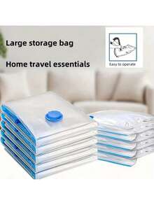 4pcs Extra Large Vacuum Storage Bag Set, Space-Saving, Reusable, Waterproof And Moisture-Proof Compression Bags, Suitable For Clothes And Bedding, Travel Luggage, Blankets, Quilts, Suitable For Dormitories, Wardrobes, And Moving - Clear - View 3