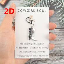 1件女式牛仔钥匙扣，优雅牛仔靴造型，附赠鼓励卡片，精致吊坠，寓意好运，激励人心，是送给她的友谊生日礼物。 - 彩色 - 查看 5