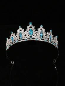 1 Stück Europäischer & Amerikanischer Mode Königin Krone und Diadem Prinzessinnenkrone, geeignet für Frauen und Mädchen, Kristall Haarband, passend für Bräute und Prinzessinnen, für Hochzeiten und Partys, Kronen, Kopfschmuck, Kostümkrone, Haarkranz, Kopfkranz, Accessoires - 4215 Silver Lake Blue - Übersicht 8