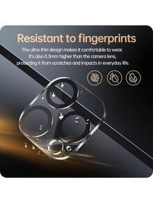 Yezodawee Bộ 4 miếng dán bảo vệ ống kính camera, kính cường lực 9H chống trầy xước cho iPhone 16/14 Pro Max, 15 Pro Max, 16 Pro Max, 14 Pro, 13, 15 Plus - Trong sáng - Xem 5