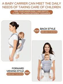 1PC Baby Carrier, Front & Back Carry, Baby Sling Carrier Portable Newborn Toddler,Child Infant Baby Carrier-Child Carrier Sling,Lightweight & Breathabl - 布款-有圖案 - 查看 8