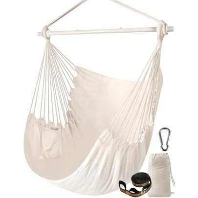 Chihee Hammock Chair Swing Chair Strong Metal Collapsible Spreader Bar Portable Hanging Chair Max 330 Lbs Comfy Seat Patio Lawn Chair Cotton Blended For Superior Comfort Durability Indoor Outdoor