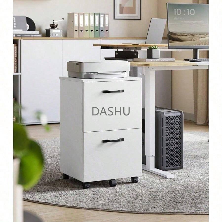 Office Cabinet, Mueble Archivador de 2 Cajones, Archivador Móvil, Soporte Impresora, para Documentos de Tamaño A4, Carta, Carpetas, Blanco MOFC040W46V1 - Blanco - Ver 1