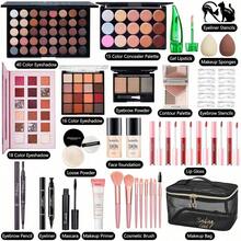 Kit de maquillaje completo para mujeres, set de regalo de maquillaje para mujeres, paquete esencial de maquillaje que incluye base de maquillaje, imprimación facial, paleta de sombras de ojos y contorno, lápiz labial, delineador de ojos, máscara de pestañas y set de brochas cosméticas - por defecto - Ver 2