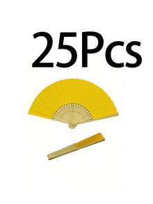 1-25 Peças Leques de Madeira Oca, Leques de Papel Dobrável de Cor Sólida, Acessórios de Verão Portáteis de Bambu DIY, Leques de Mão, Leques Dobráveis, Leques de Moda Personalizados para Casamentos, Decorações de Festa, Presentes de Decoração Artesanal para Casa, Lembranças de Convidados de Casamento, Decorações de Festa de Aniversário, Presentes de Primavera do Dia das Mães, Acessórios de Foto de Desempenho da Festa, Adequado para Decoração de Casa, Escritório (Número Aleatório de Varetas de Leque) - Amarelo - Visão 10