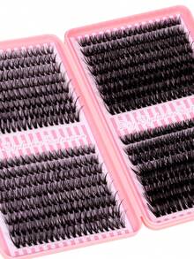 640片装，D型卷翘，DIY单根睫毛嫁接套装，柔软舒适，30D/40D/60D/80D自然簇状睫毛嫁接套装，含睫毛粘合剂和密封剂，卸除工具，以及家用镊子，单根睫毛嫁接套装，睫毛，睫毛簇 - 黑色 - 查看 8