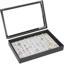 100 Slots Earring Holder Display, Velvet Earring Storage Organizer Box Tray With Clear Lid For Women And Selling Show (Black) - Black+White - View 8