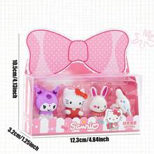 Sanrio 4件套三丽鸥3D橡皮擦，创意惊喜学生男女通用高品质可堆叠橡皮擦，清洁无痕，适合节日、派对、奖品、礼物（随机4件套） - 彩色 - 查看 2