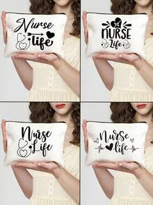 A Makeup Bag Printed With The Words"Nurse Like"Lightweight Toiletry Pouch, Spacious Zippered Makeup Pouch, Middle Eastern Accessory,Durable Fabric Compact Travel Cosmetic Pouch, Perfect Gift For Nurses, Nursing Students, Nurse'S Day, Graduation, Christmas, Nurse Accessories For Work,Unique Gift For Mom - Multicolor - View 3