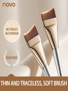 1pc Powder Foundation Brush - Tapered Flat Top Brush, Suitable For Blending Liquid, Cream Or Buildable Flawless Makeup, High Density Bristles And Ultra-Thin Head, Effortless Seamless Makeup Application, Suitable For All Skin Types, Angled Foundation Brush | Durable Handle | Makeup Brush - Multicolor - View 3