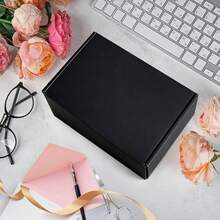 9x6x4 Inches Shipping Boxes Set Of 25, Small Corrugated Cardboard Box, Literature Mailer, Gift Boxes (Black, 9x6x4) - Black - 查看 3