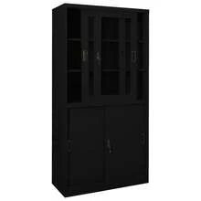 vidaXL Büroschrank mit Schiebetür, Weiß, 90 x 40 x 180 cm, Stahl - Schwarz - Übersicht 5