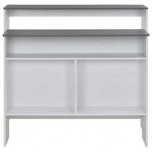 vidaXL Tavolo da bar con 2 dessus de table Blanc e Gris 130x40x120 cm - Bianco - Visualizzare 5