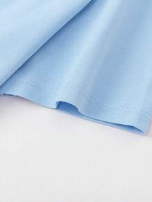 Balabala Girls' Short Sleeve T-Shirt, Round Neck, Breathable Quick-Dry Fabric, Soft And Comfortable, Suitable For Summer Wear - Light Blue - View 8