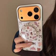 GUCADI 1pc Silver Edged Magnetic Gold-Plated Autumn Rabbit + Autumn Rabbit Gold-Plated Magnetic Stand, Silver Edged Gold-Plated Rabbit Phone Case Compatible With Apple 17 Pro Max, 16, 15 Magnetic Stand, Compatible With Apple 17 Pro Max, 15 Magnetic Stand, 16, 14, P70 - Multicolor - View 2