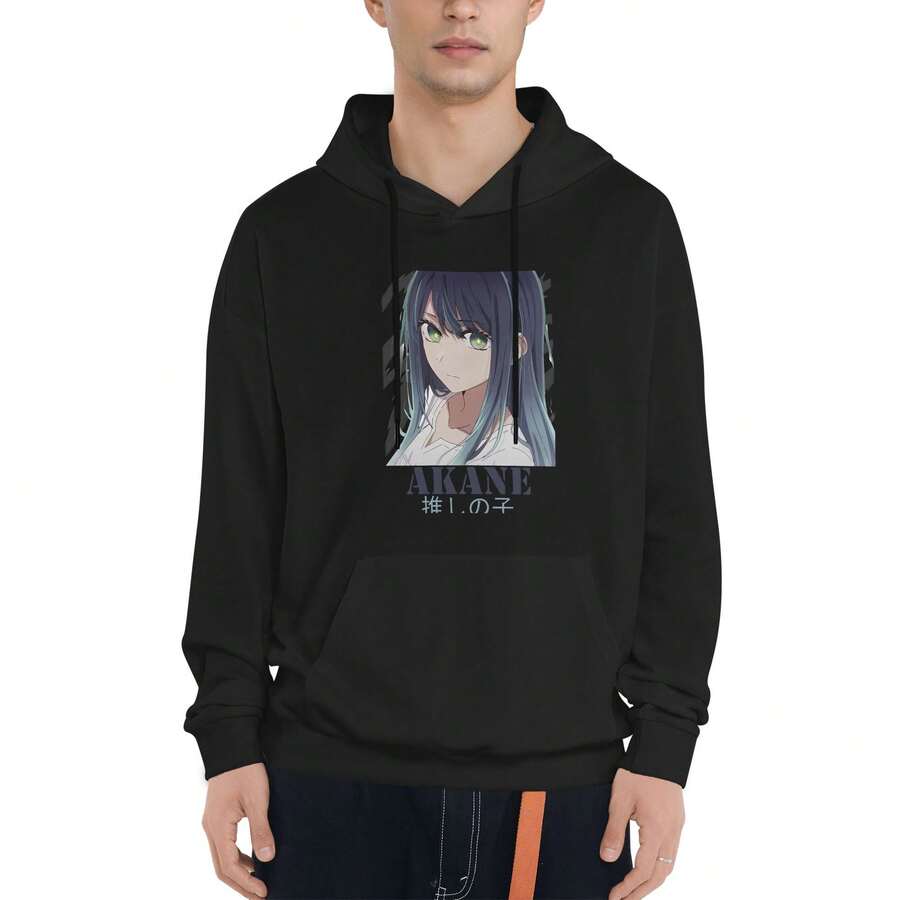 Oshi No Ko Sweatshirt Anime Ai Hoshino Unisex Hoodie Graphic Print Pink Cute Star Design Loose Fit Casual Top Gift For Fans Cosplay Gift Streetwear Top - 黑色 - 查看 1