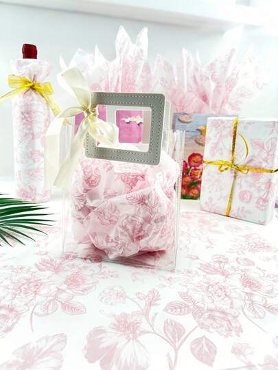 20张复古中式花卉礼品包装纸，玫瑰花图案，适用于生日、婚礼、DIY礼品包装、派对装饰、花环装饰、婚礼装饰，优雅的生日、情人节、送礼佳品。