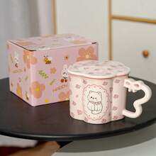 Shell-Patterned Handle Coffee Cup And Saucer Nordic Style Cup Set Minimalist Mug Household Ceramic Cup Retro Water Cup - Multicolor - View 4