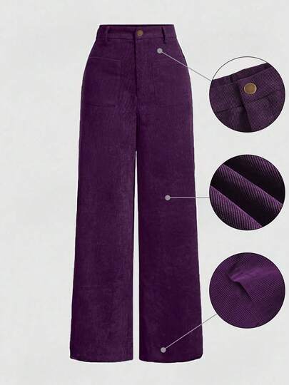 2025秋冬纯色休闲低腰优雅女灯芯绒裤子，春秋冬女士休闲出游必备