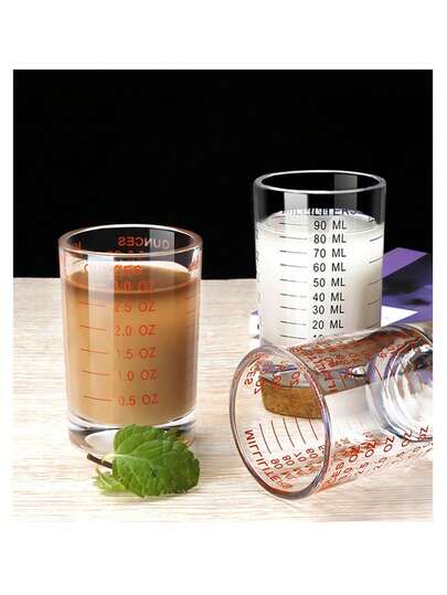 1 pieza/Vaso medidor marcado, Jarra de 3 onzas con fondo pesado, Taza de espresso marcada, Vaso pequeño redondo para licores, Vaso pequeño, Para vodka, whisky, tequila, espresso, bebidas espirituosas, Utensilios de bar