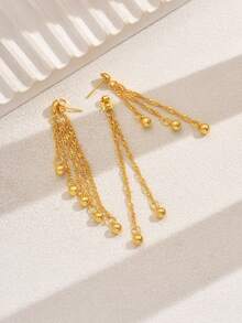 1 对 18K 镀金时尚欧美简约个性耳环，几何镂空女士日常佩戴流苏耳环 - D - 查看 8