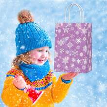 16 Pieces Snowflake Party Favor Bags Frozen Candy Treat Bags For Frozen Party Supplies Birthday Wedding Christmas Drations - transparent - Voir 4