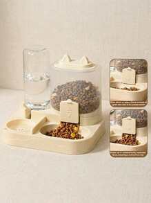 PETSIN 2-In-1 Cat Food And Water Bowls Set, Dry And Wet Separation, Durable Plastic Material, Pet Feeding And Watering Station, Easy To Clean, Suitable For Various Pets To Supplement Water And Healthy Feeding.