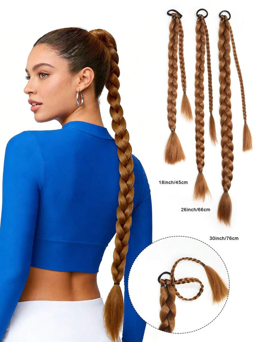 18-30 Inch Braided Ponytail Hair Extensions, Natural Soft Synthetic Hair Piece, Suitable For Holiday Cosplay And Daily Wear