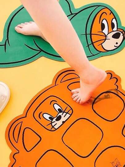 TOM AND JERRY. Tom And Jerry Super Absorbent Bath Mat Cartoon Figure Jerry Carpet Non-Slip Bathroom Rug Bathtub Side Floor Rugs Shower Room Doormat Toilet Footpad
